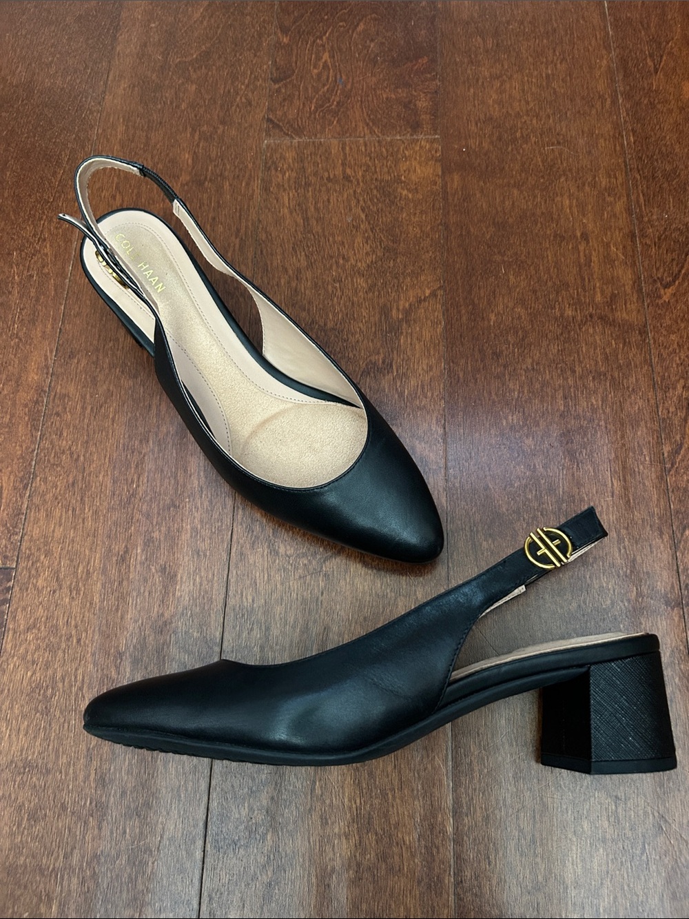 Cole Haan The Go-To Slingback Pump 45 mm, Black Leather, Size 9